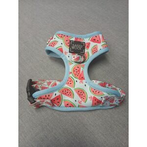 Sassy Woof Adjustable Harness Blue with Watermelon Print Extra Small